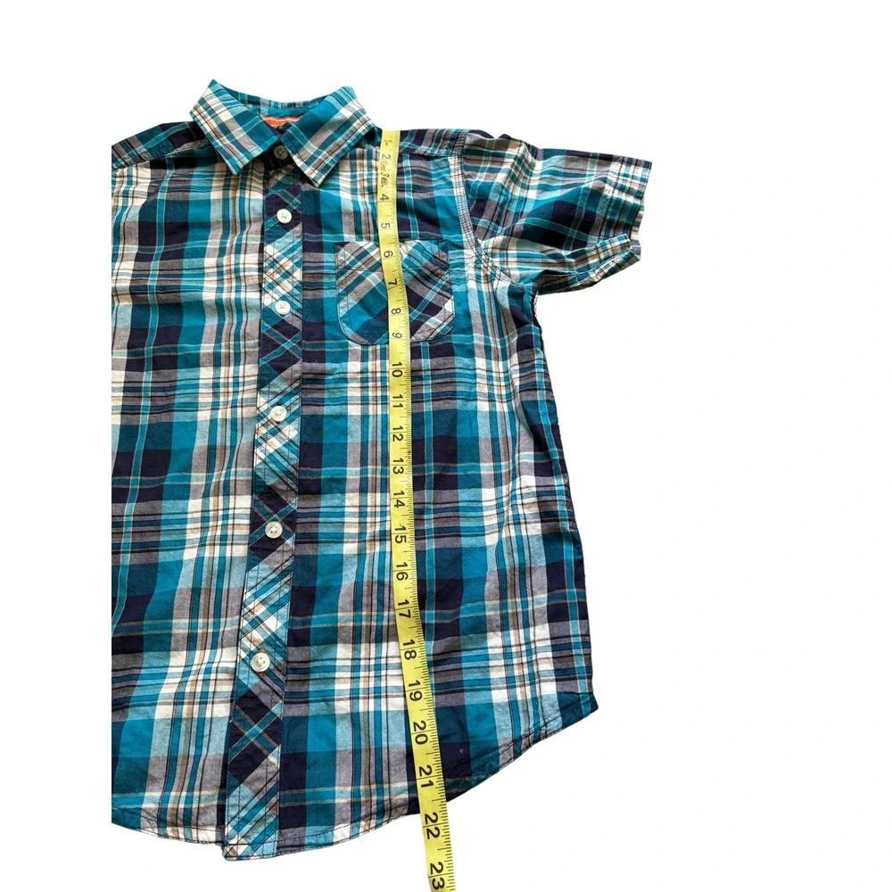 The Children's Place Boys‎ Plaid Button Down Shirt Size 7/8 M Blue Short Sleeve